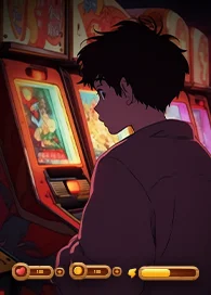 Player testing arcade game development interface at machine