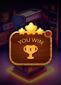 Arcade game development winning screen with trophy icon
