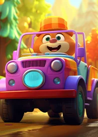 Animated driving bear character for kids game app development