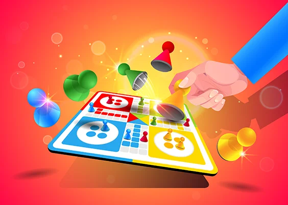 ludo tokens on a digital board designed by ludo game app developers