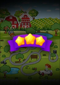 Ludo game development level complete screen with stars and farm background