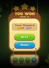 Reward screen in shooter game development showing level win and points