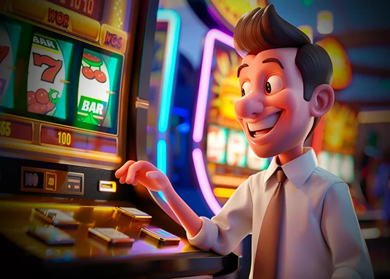 Happy player enjoying a slot game created by professional slot game developers offering top-notch development services.