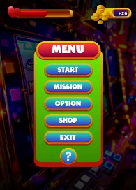 Colorful UI menu screen from a slot game developed by a professional slot game development company.